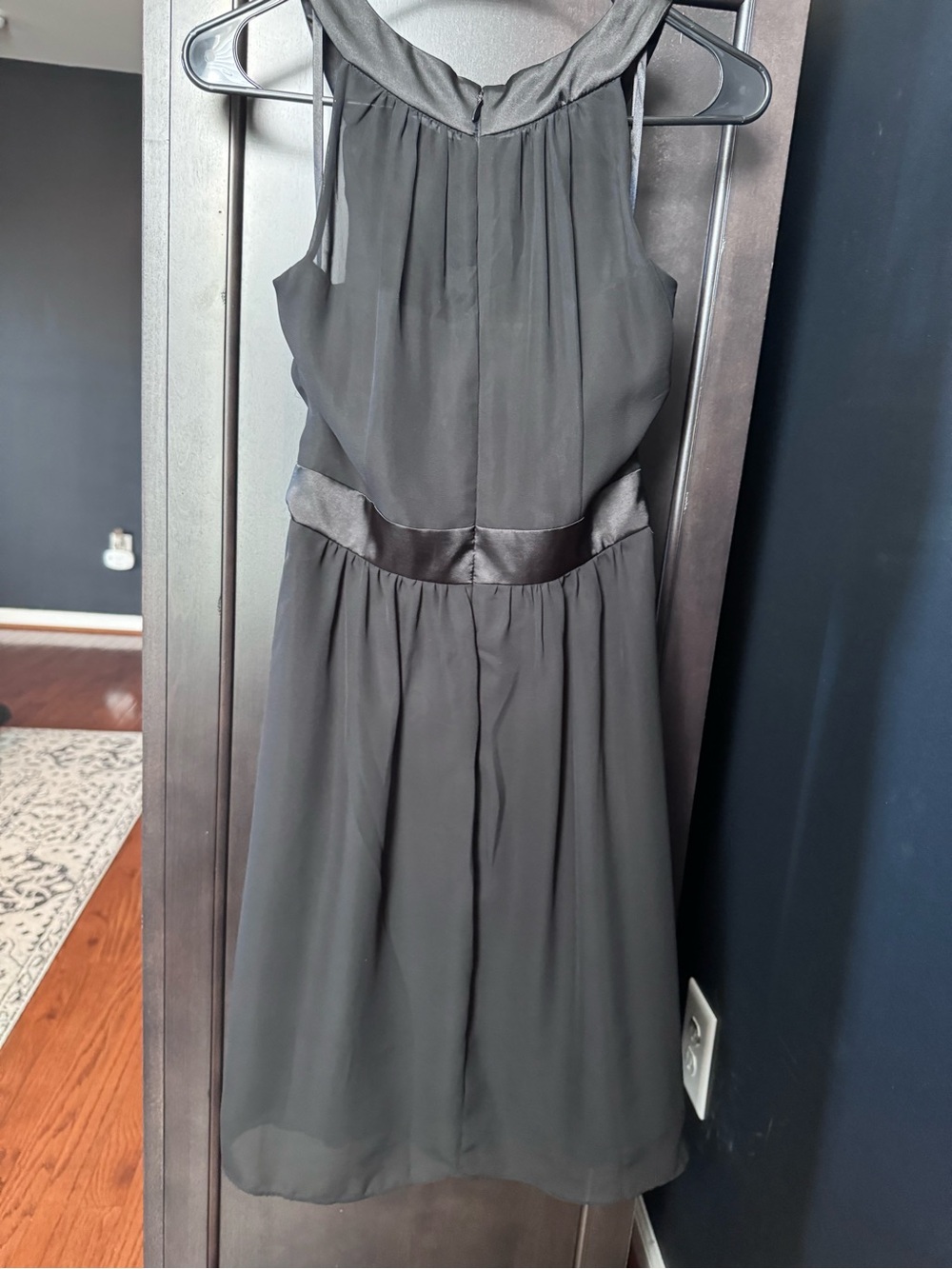White House Black Market Black Sleeveless Midi Dress with Satin Waist